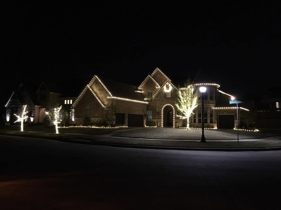 Outdoor Christmas tree with glowing lights